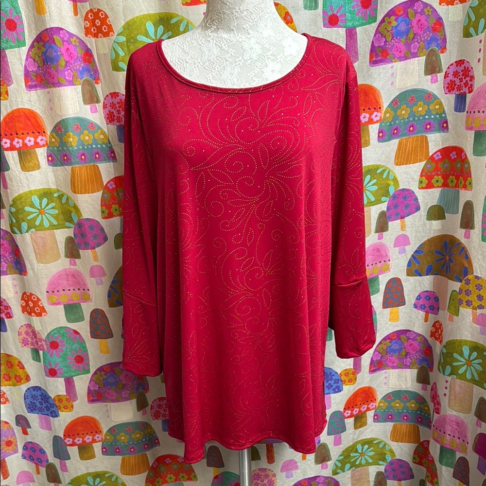 SJS Embellished Long Sleeve Blouse. 1X